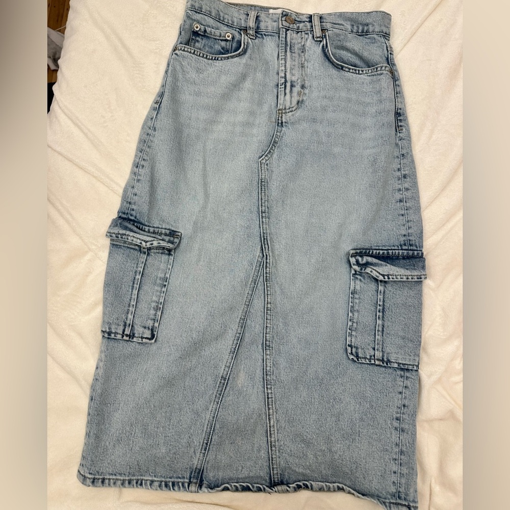 Rails Light Blue Midi Denim Skirt - size 25